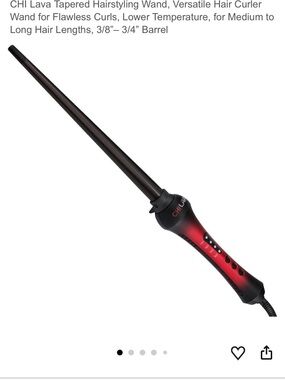 CHI Lava Tapered Curling Wand - Red to Black Ombre